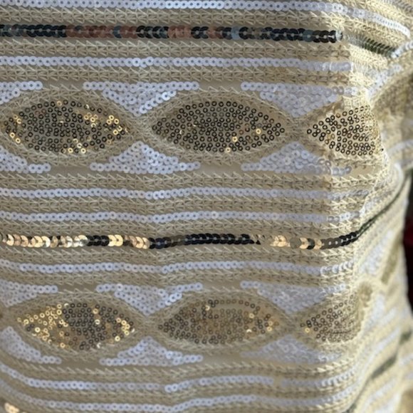 ADORE Women's Sleeveless Ivory/Gold/Silver Sequins Dress Size XL - Picture 2 of 12